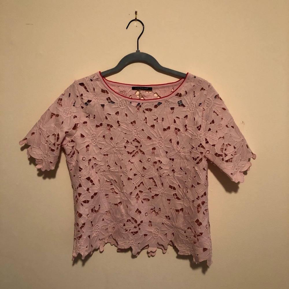 like new luisa cerano floral cutout top